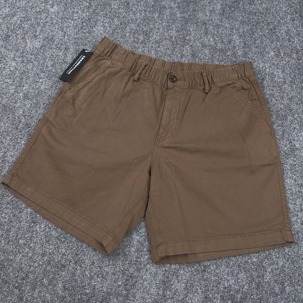 NEW Bearbottom Stretch Short Men's L Brown Desert 7" Inseam Chino Elastic Waist